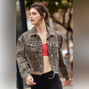 Zara Leopard Print Jean Jacket